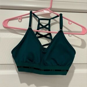 Green cross back sports bra, with adjustable straps!